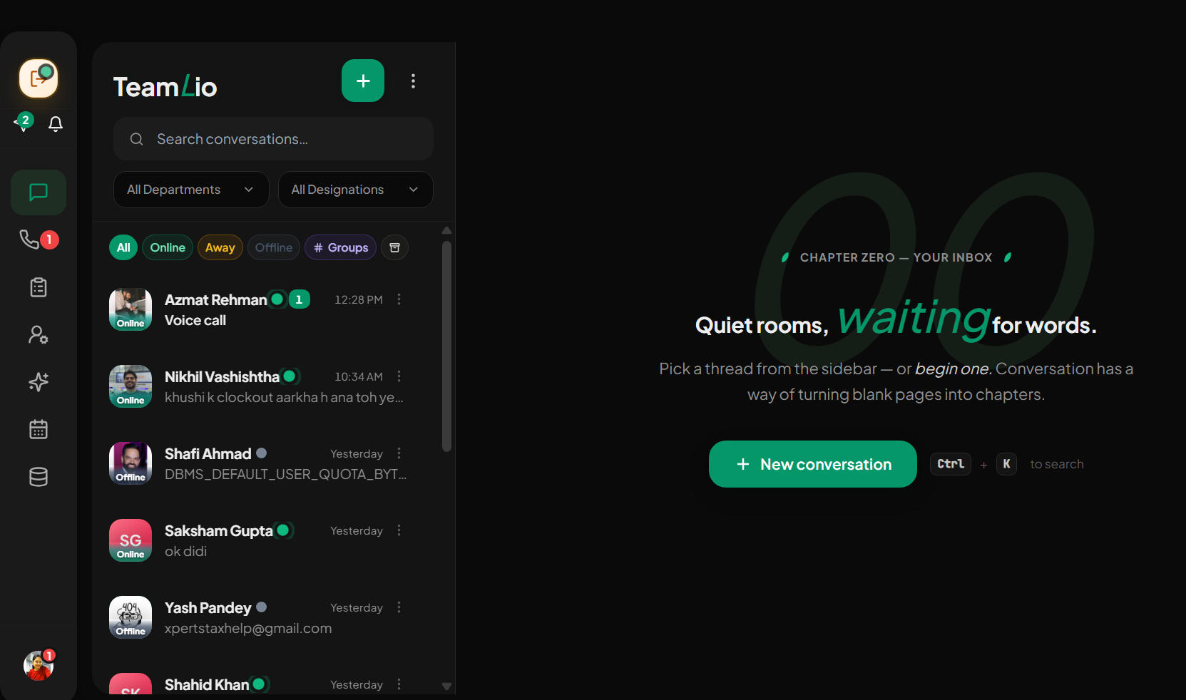 TeamLio Messenger product interface